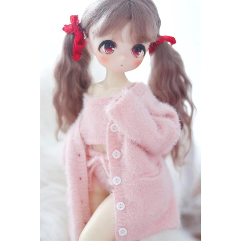 Oueneifs Doll Clothes Set for BJD, Resin Toy Doll Accessories Cardigan+ Vest+ Pants (Pink, for 1/4 BJD Doll) Clothes Only, No Doll - Image 5